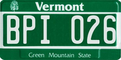 VT license plate BPI026