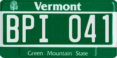VT license plate BPI041