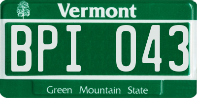 VT license plate BPI043