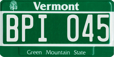 VT license plate BPI045
