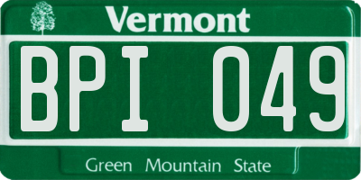VT license plate BPI049