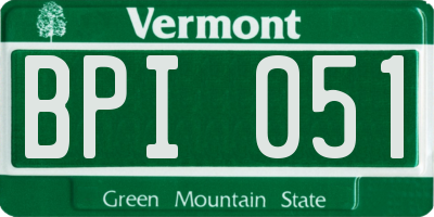 VT license plate BPI051