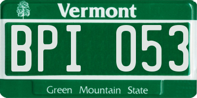 VT license plate BPI053
