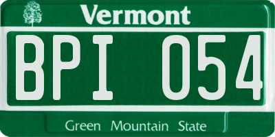 VT license plate BPI054