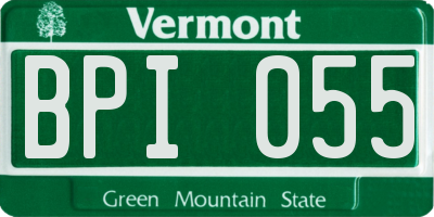 VT license plate BPI055