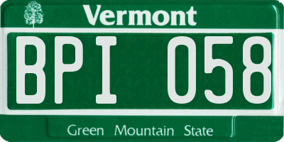 VT license plate BPI058