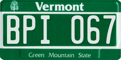 VT license plate BPI067