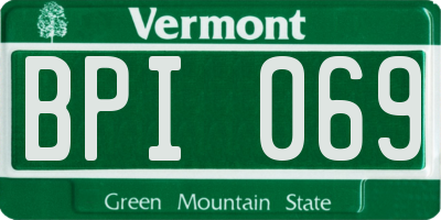 VT license plate BPI069