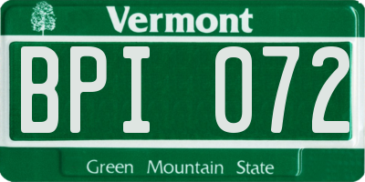 VT license plate BPI072