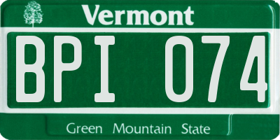 VT license plate BPI074