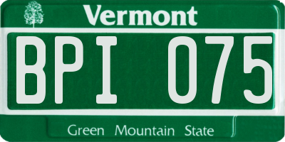 VT license plate BPI075