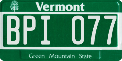 VT license plate BPI077