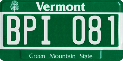 VT license plate BPI081