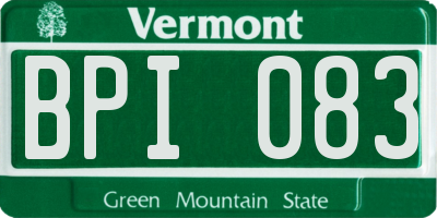 VT license plate BPI083