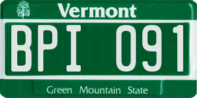 VT license plate BPI091