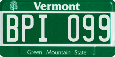 VT license plate BPI099