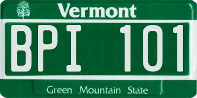 VT license plate BPI101