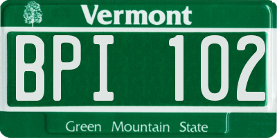 VT license plate BPI102