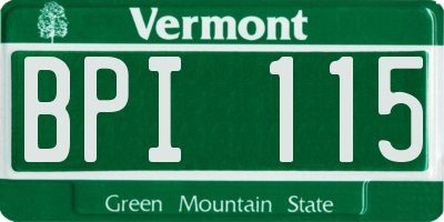 VT license plate BPI115