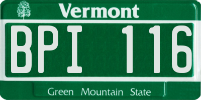 VT license plate BPI116