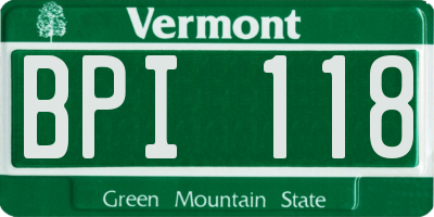 VT license plate BPI118