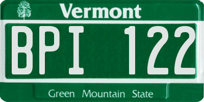 VT license plate BPI122