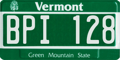 VT license plate BPI128