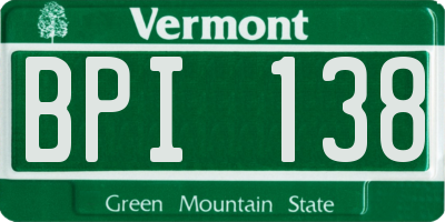 VT license plate BPI138