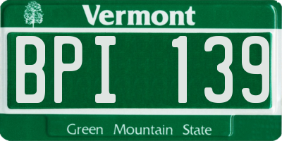VT license plate BPI139