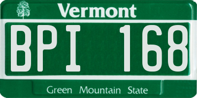 VT license plate BPI168