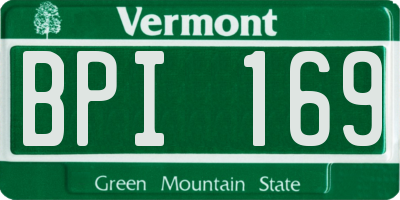 VT license plate BPI169