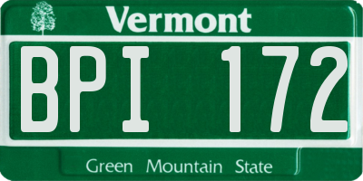 VT license plate BPI172