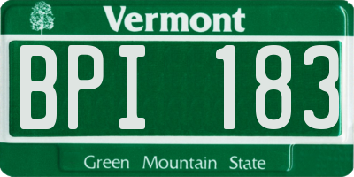 VT license plate BPI183