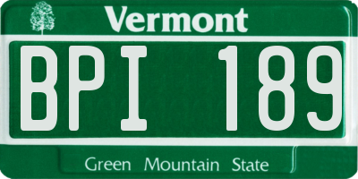 VT license plate BPI189