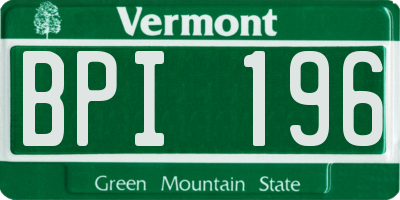 VT license plate BPI196