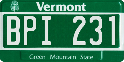 VT license plate BPI231