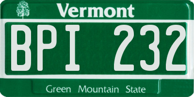 VT license plate BPI232