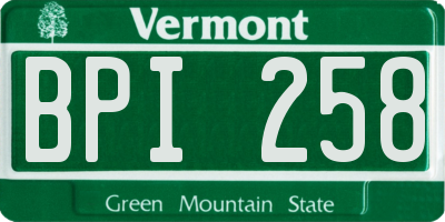 VT license plate BPI258