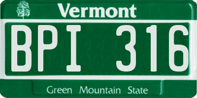 VT license plate BPI316