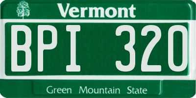 VT license plate BPI320