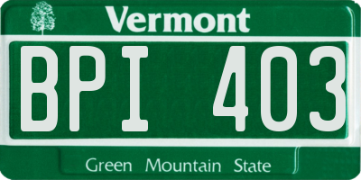 VT license plate BPI403