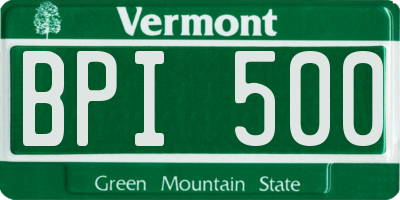 VT license plate BPI500