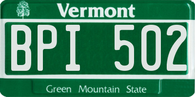 VT license plate BPI502