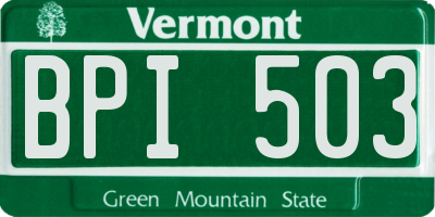 VT license plate BPI503