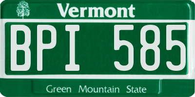 VT license plate BPI585
