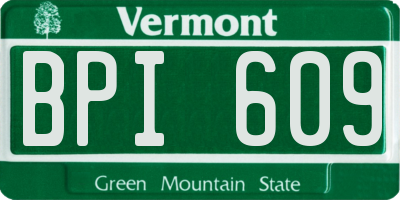 VT license plate BPI609