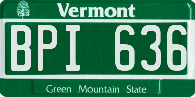 VT license plate BPI636