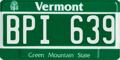 VT license plate BPI639