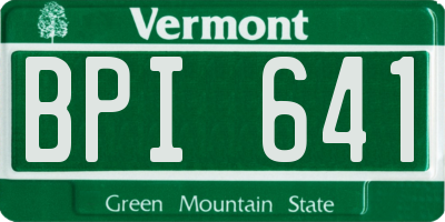VT license plate BPI641