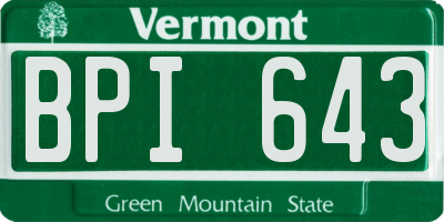 VT license plate BPI643